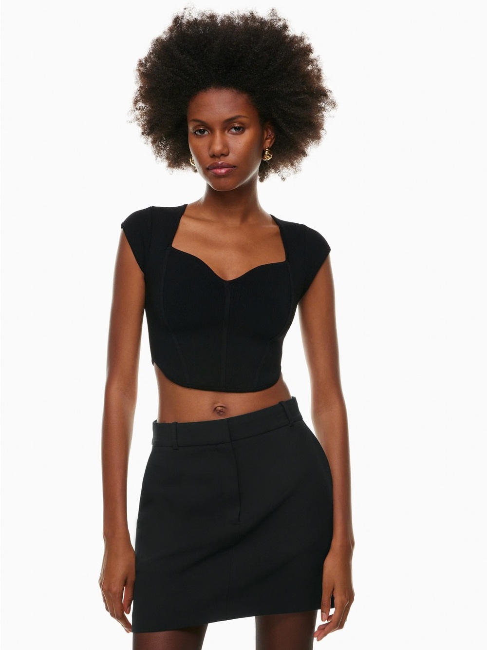 Aritzia Babaton Black Sculpt Knit Carnegie Bustier Crop Top S